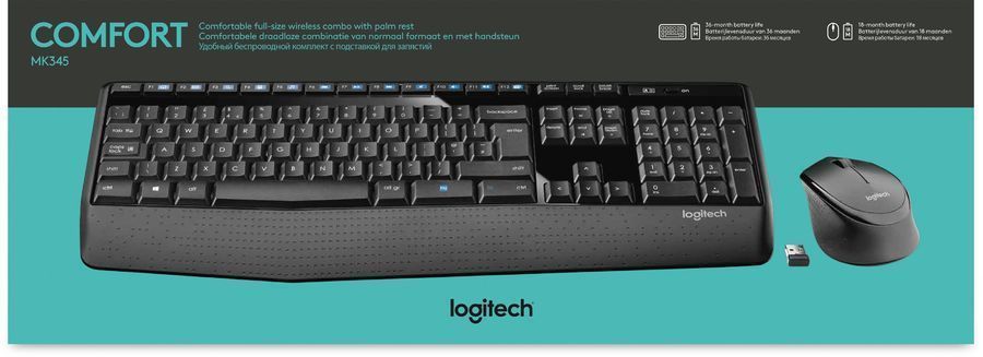 Комплект  клавиатура+мышь Logitech MK345, беспроводной, черный [920-008534]