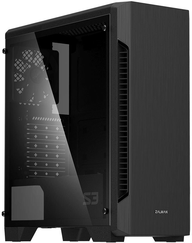 Корпус ATX Zalman S3 TG, Midi-Tower, без БП, черный [s3 tg black]