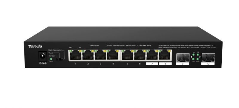 Коммутатор Tenda TEM2010F, 8PORT, 2.5G, 2SFP