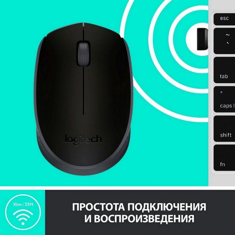 Мышь Logitech Wireless Mouse M171, Black [910-004643]