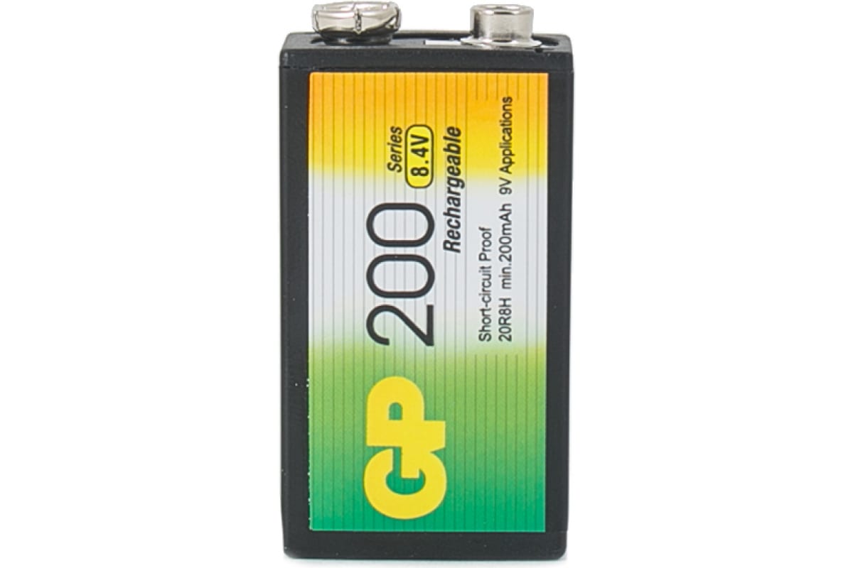 Аккумуляторная батарейка GP 20R8H 9V NiMH 200mAh [GP 20R8H-BC1] упаковка 1 шт.