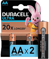 Батарейки Duracell AA [LR6-2BL MX1500] Ultra, в упаковке 2 штуки