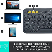 Клавиатура LOGITECH Multi-Device K380, беспроводная, темно-серый [920-007584]