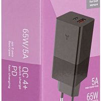 Сетевое зарядное устройство Accesstyle Crocus GaN 65 Вт, USB-C + USB-A, черный
