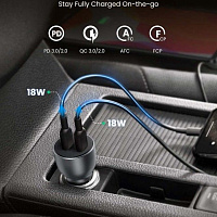 Автомобильное зарядное устройство UGREEN CD213 USB-C PD+USB-C, PD 50W Fast Car Charger