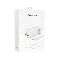 Сетевое зарядное устройство LYAMBDA SLT-100-Pro, 2xUSB-A + 2xUSB-C, 100Вт, 5A, белый