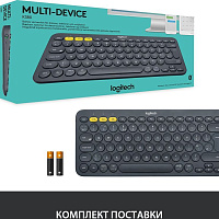 Клавиатура LOGITECH Multi-Device K380, беспроводная, темно-серый [920-007584]