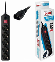 Сетевой фильтр Buro 500SH-1.8-UPS-B [1.8 метра, 5 розеток, черный, 2200Вт, вилка IEC320 (для ИБП)]