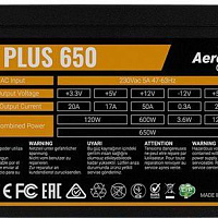 Блок питания AEROCOOL VX PLUS 650W, 650Вт, 120мм, черный, retail [vx-650 plus]