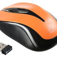 Мышь OKLICK 675MW, оптическая, беспроводная, USB, черный и оранжевый [675mw or]
