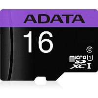 Карта памяти 16GB ADATA MicroSDHC class10 [AUSDH16GUICL10-RA1] (+ SD адаптер) (UHS-1) 