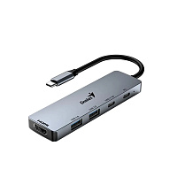 Хаб Genius USB HUB UH-500 5-в-1, USB-C PD, USB 3.0 x 2, USB-C x 2, 4K HDMI