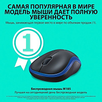 Мышь беспроводная Logitech M185 Blue [910-002239]