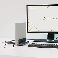 Док-станция подставка для ноутбука Lyambda Aluminum LIN-06 Gray, 6 в 1 Type-C /Usb 3.0/RJ45/Hdmi 