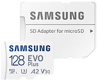 Карта памяти 128 ГБ microSDXC UHS-I Samsung EVO PLUS, Class 10, переходник SD [MB-MC128SA]