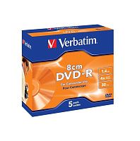 Диски DVD-R Verbatim [43510], упаковка 5 штук, 8 cm (1.4 Gb / 30 min, 4x)