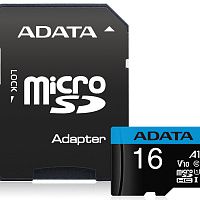 Карта памяти 16GB ADATA MicroSDHC class10 [AUSDH16GUICL10-RA1] (+ SD адаптер) (UHS-1) 