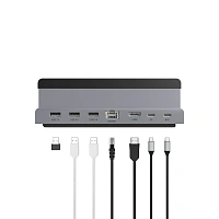 Док-станция подставка для ноутбука Lyambda Aluminum LIN-06 Gray, 6 в 1 Type-C /Usb 3.0/RJ45/Hdmi 