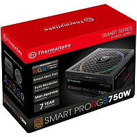 Блок питания Thermaltake SMART PRO RGB, 750Вт, 140мм, черный, retail [ps-spr-0750fpcbeu-r]