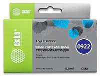 Картридж Cactus CS-EPT0922 голубой (6.6мл) для Epson Stylus C91/CX4300/T26/T27/TX106/TX109/TX117/TX1