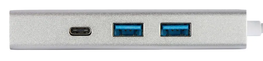 Концентратор HAMA [00135757], USB Type-C -> RJ-45 / USB-A x 2 шт / USB Type-C, серебристый