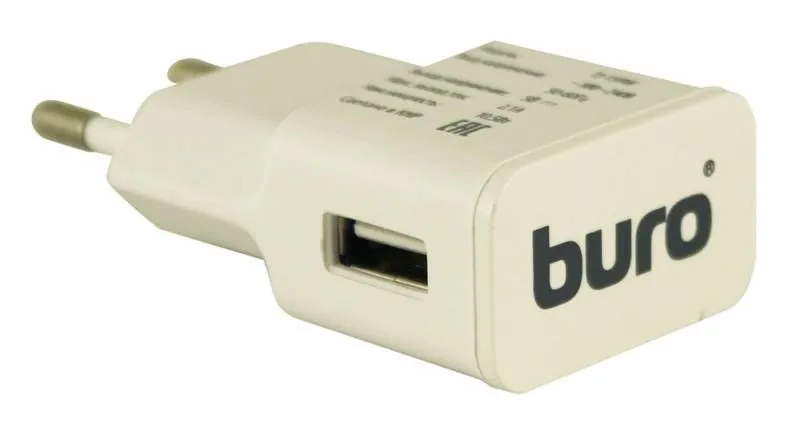 Сетевое зарядное устройство BURO TJ-159W, USB, 2.1A, белый