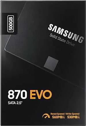 SSD накопитель 500GB Samsung 870 EVO MZ-77E500BW, 2.5", SATA III