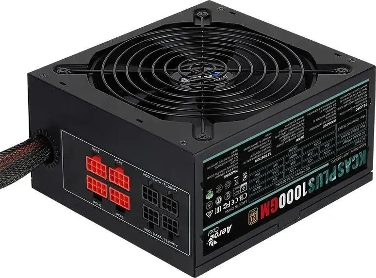 Блок питания Aerocool KCAS PLUS 1000GM V2, 1000Вт, 140мм, черный [acpg-kpk0fec.12]